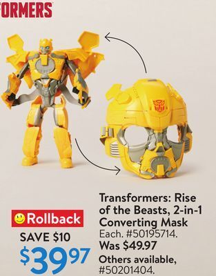 Walmart Transformers: rise of the beasts, 2-in-1 converting mask offer