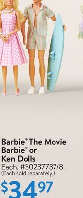 Walmart Barbie the movie barbie or ken dolls offer