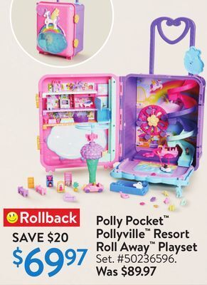 Walmart Polly pocket pollyville resort roll away playset offer