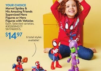 Walmart Marvel spidey & his amazing friends supersized hero figures or hero figures with vehicles offer