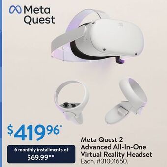 Walmart Meta quest 2 advanced all-in-one virtual reality headset offer