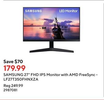 Staples Samsung 27 fhd ips monitor with amd freesync - lf27t350fhnxza offer