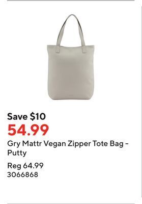 Staples Gry mattr vegan zipper tote bag - putty offer