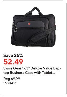 Staples Swiss gear 17.3 deluxe value laptop business case with tablet pocket, black offer