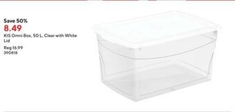 Staples Kis omni box, 50 l, clear with white lid offer