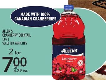Metro Allen's cranberry cocktail offer