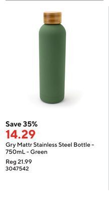 Staples Gry mattr stainless steel bottle - 750ml - green offer