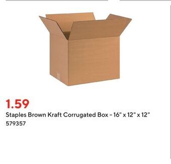 Staples Staples brown kraft corrugated box - 16 x 12 x 12 offer
