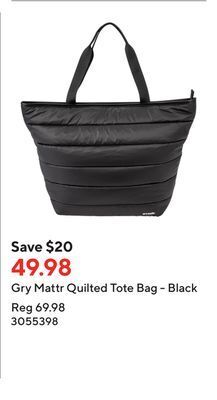 Staples Gry mattr quilted tote bag - black offer