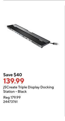 Staples J5create triple display docking station - black offer