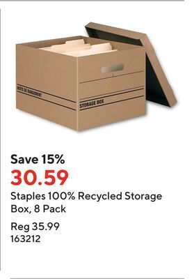 Staples Staples 100% recycled storage box, 8 pack offer