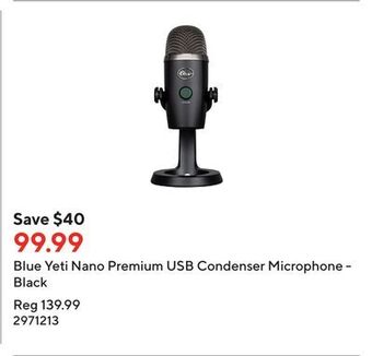 Staples Blue yeti nano premium usb condenser microphone - black offer