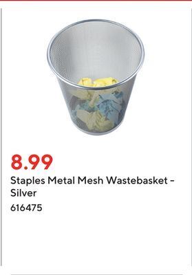 Staples Staples metal mesh wastebasket - silver offer