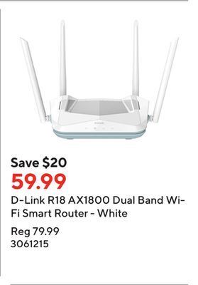 Staples D-link r18 ax1800 dual band wi-fi smart router - white offer