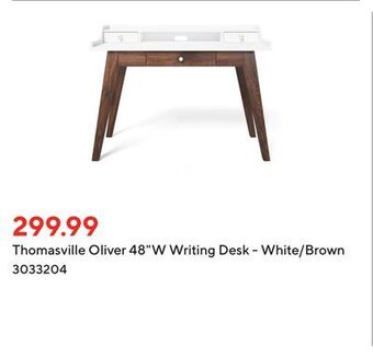 Staples Thomasville oliver 48w writing desk - white/brown offer