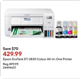 Staples Epson ecotank et-3830 colour all-in-one printer offer