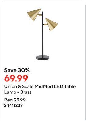 Staples Union & scale midmod led table lamp - brass offer