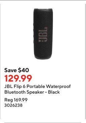 Staples Jbl flip 6 portable waterproof bluetooth speaker - black offer