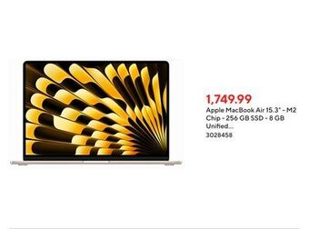 Staples Apple macbook air 15.3 - m2 chip - 256 gb ssd - 8 gb unified memory - starlight - english offer