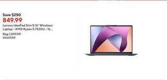 Staples Lenovo ideapad slim 5 16 windows laptop - amd ryzen 5 7530u - 16 gb ram - 512 gb ssd - windows 11 home offer