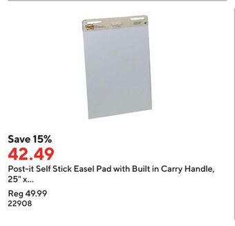 Staples Post-it self stick easel pad with built in carry handle, 25 x 30-1/2, white, 30 sheets per pad offer