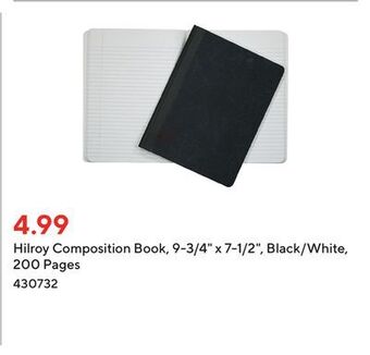 Staples Hilroy composition book, 9-3/4 x 7-1/2, black/white, 200 pages offer