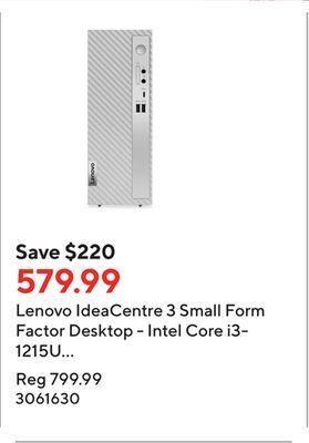 Staples Lenovo ideacentre 3 small form factor desktop - intel core i3-1215u - 512 gb ssd - 8 gb ddr4 - win 11 offer