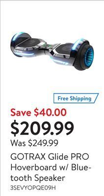 Walmart Gotrax glide pro hoverboard w/ bluetooth speaker offer