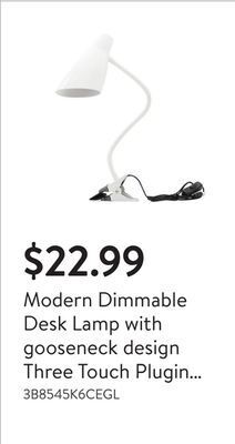 Walmart Modern dimmable desk lamp with gooseneck design three touch plugin table lamp modes offer