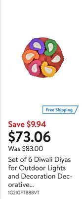 Walmart Set of 6 diwali diyas for outdoor lights and decoration decorative handmade terracotta clay diya with tray tea light holder d offer
