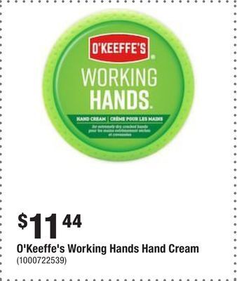 Home Depot O'keeffe's working hands hand cream offer