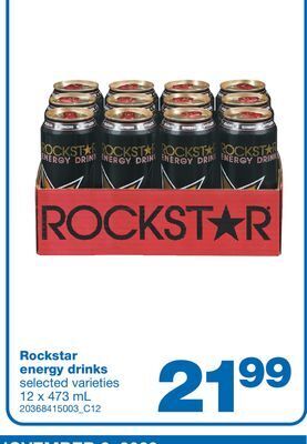 Wholesale Club Rockstar energy drinks, 12 x 473 ml offer