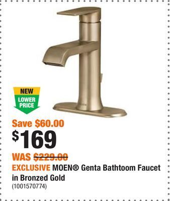 Home Depot Exclusive moen genta bathtoom faucet in bronzed gold offer