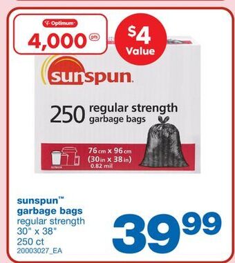 Wholesale Club Sunspun garbage bags, 30 x 38 250 ct offer