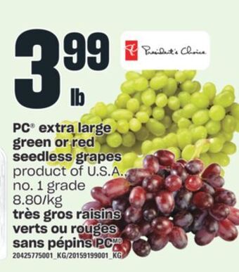 Valu-mart Très gros raisins verts ou rouges sans pépins pc offer