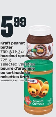 Valu-mart Beurre d'arachide 750 g/1 kg ou tartinade de noisettes kraft 725 g offer