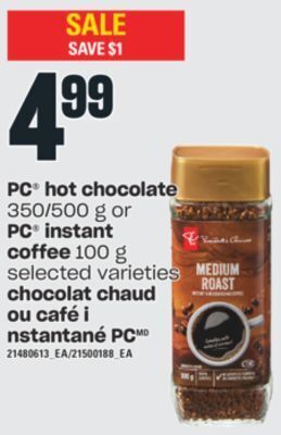 Valu-mart Chocolat chaud ou café instantané pc offer