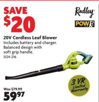 Home Hardware 20v cordless leaf blower offer