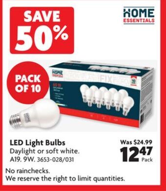 Home Hardware Led light bulbs offer