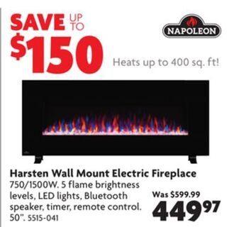 Home Hardware Harsten wall mount electric fireplace offer