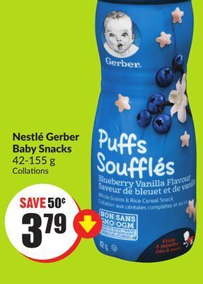 FreshCo Nestle gerber baby snacks 42-155g offer