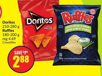 FreshCo Doritos 210-280g ruffles 180-200g offer