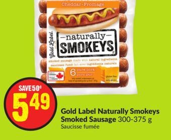 FreshCo Gold label naturally smokeys smoked sausage 300-375 g offer
