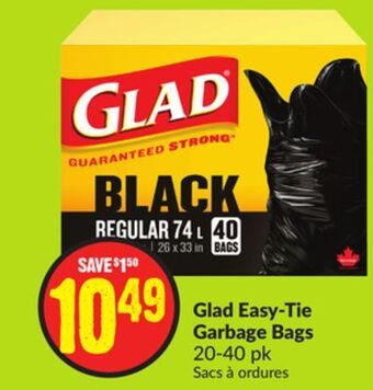 FreshCo Glad easy -tie garbage bags 20-40 pk offer