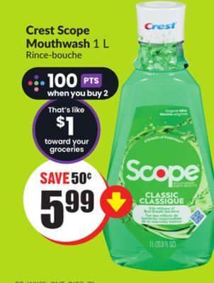 FreshCo Crest scope mouthwash 1 l offer