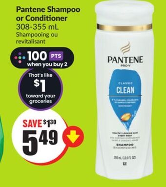FreshCo Pantene shampoo or conditioner 308-355 ml offer