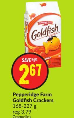 FreshCo Pepperidge farm goldfish crackers 168-227g offer
