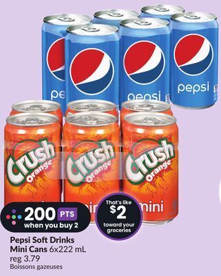 Chalo FreshCo Pepsi soft drinks mini cans 6x222 ml offer