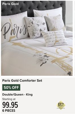 Linen Chest Paris gold comforter set offer