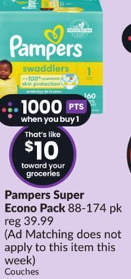 Chalo FreshCo Pampers super econo pack 88-174 pk offer